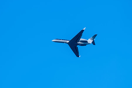white plane flying in the sky thumbnail