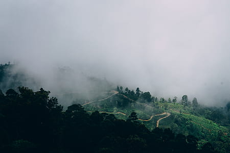 green mountain covered in fog during daytime thumbnail