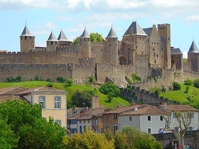 castle near houses during daytime thumbnail