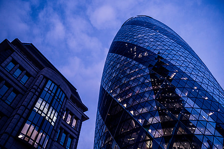 Architectural details of buildings in London at sunset thumbnail