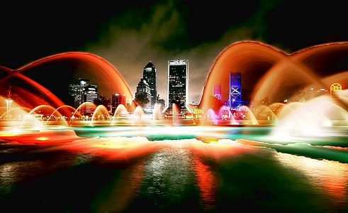 time lapse photography of dancing water fountains thumbnail