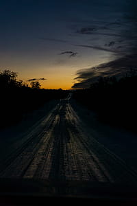 Silhouette of Road during Golden Hour thumbnail