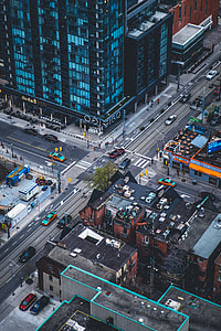 aerial photography of cars and high rise building thumbnail