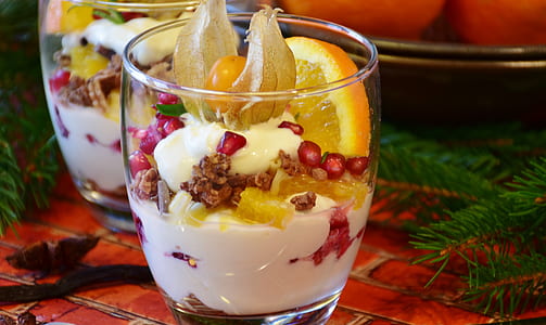 two glass of parfait on red surface thumbnail