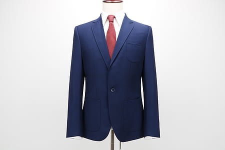 blue suit jacket and red necktie in mannequin thumbnail