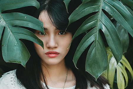 Woman Standing Between Green Leaves thumbnail