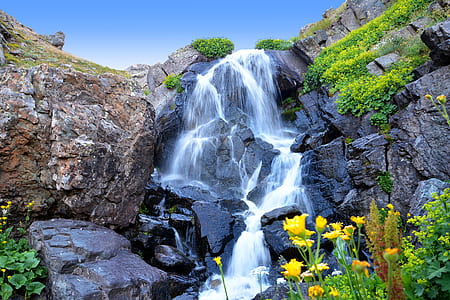timelapse photography of flowing waterfall thumbnail