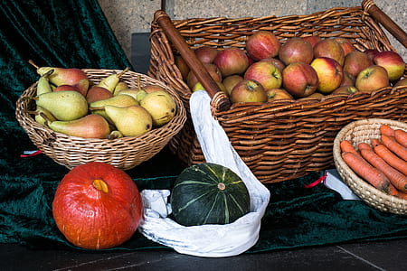 fruits on baskets near cloth thumbnail
