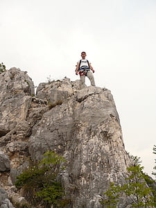 man standing on peak of mountain thumbnail