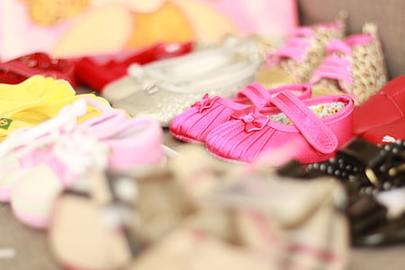 shallow focus photography of girl's shoes thumbnail