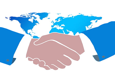 shaking hands with world map illustration thumbnail