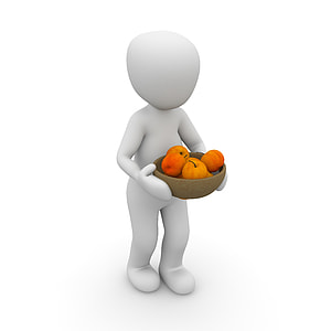 3D illustration of person holding bowl of apples thumbnail