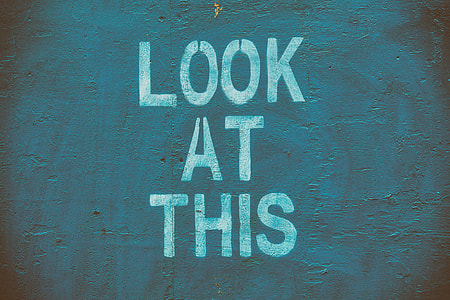 ‘Look at this’ stencil lettering on an urban wall thumbnail