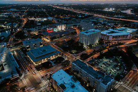 aerial photo of city buildings during nighttime thumbnail