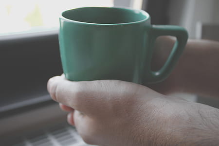 Person Holding Green Mug thumbnail