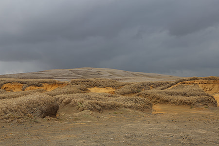 valley with brown grasses under gray cloudy sky during daytime thumbnail