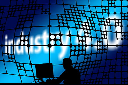silhouette of man sitting near computer monitor illustration thumbnail