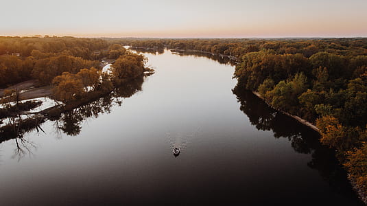 river between trees during daytime thumbnail
