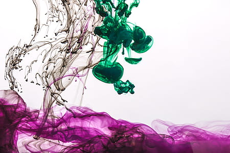 Purple Ink With Green And Black Drops Photo thumbnail