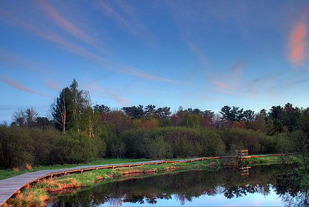 Dusk on the boardwalk in the Upper Peninsula, Michigan thumbnail