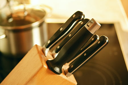 brown wooden knife block thumbnail