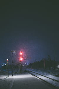railroad crossing with red lights thumbnail
