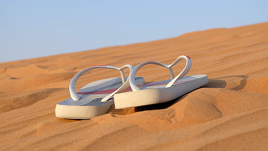 pair of white flip-flops thumbnail