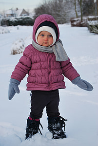 toddler standing on snowfield thumbnail