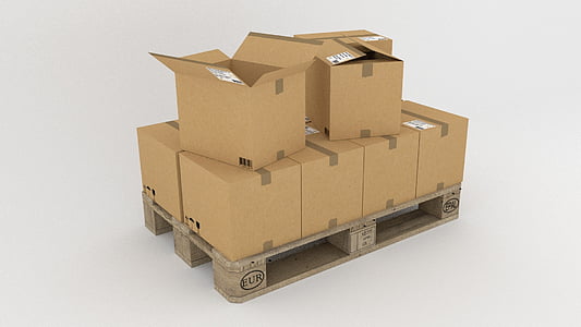 brown cardboard boxes on top of wooden pallet thumbnail