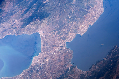 Isthmus of Corinth from space in Greece thumbnail