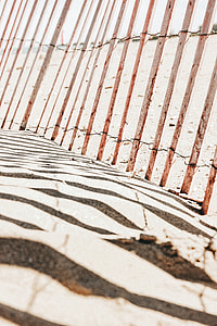 waves, fence, sand, shadow thumbnail