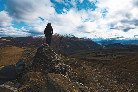 Person viewing the mountains in New Zealand thumbnail