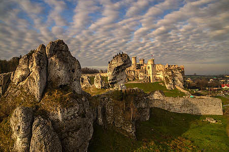 aerial photography of castle on cliff thumbnail