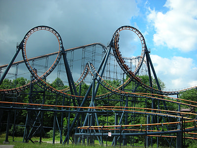 abandoned roller coaster surrounded by green trees at daytime thumbnail