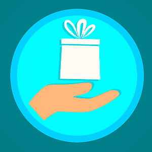 Illustration of hand holding a gift. thumbnail