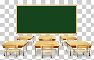 Classroom Comanche Springs Elementary , Classroom with Green Board and Desks , brown desks with blackboard illustration PNG clipart
