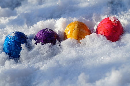 four decorative ball on snowfield thumbnail