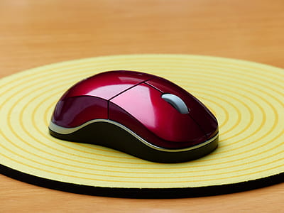 red wireless computer mouse thumbnail