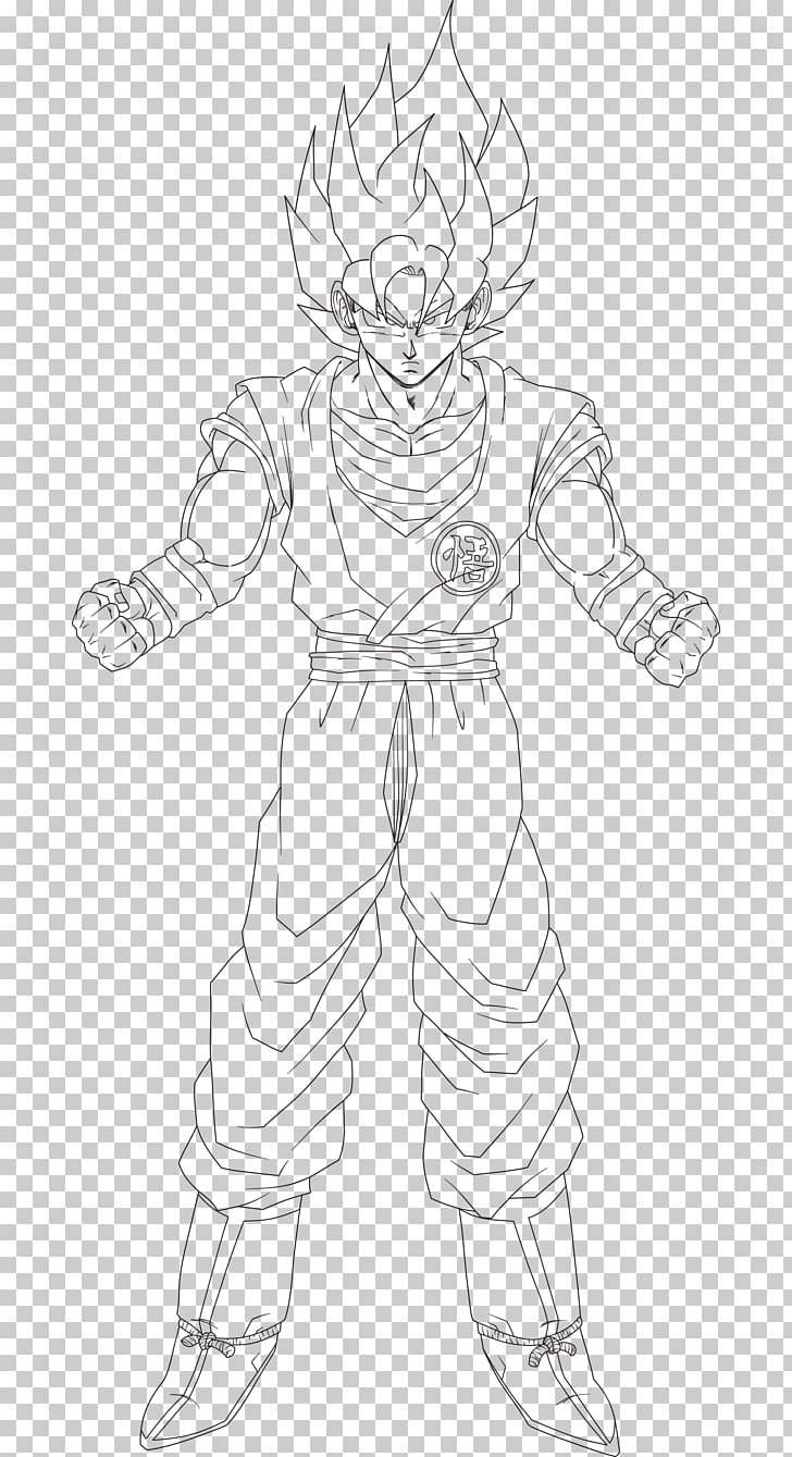 Line Art Figure Drawing White Sketch Goku Hair Png Clipart Free