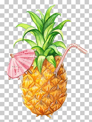 Juice Smoothie Pineapple Drawing Fruit, pineapple, pineapple with straw illustration PNG clipart