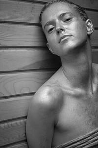 grayscale photo of woman thumbnail