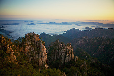 bird's of view of mountain and clouds thumbnail