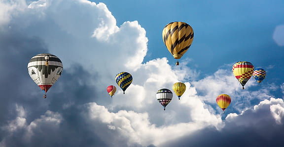 hot air balloons fly on sky thumbnail
