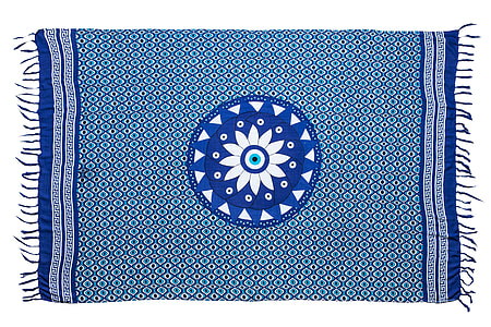 blue and white floral shawl thumbnail