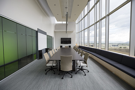 rectangular black wooden meeting table thumbnail