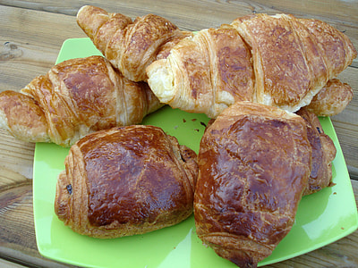 Tasty croissant dish on Green Plate thumbnail