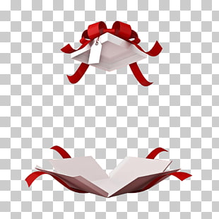 Valentines Day Menu Party Catalog Banquet, Exquisite bow gift box, white-and-red opened gift box PNG clipart