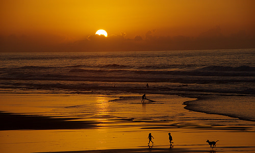 children silhouette on beach thumbnail