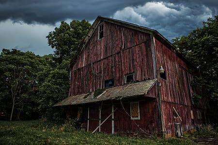 Brown Wooden Barn Near Trees thumbnail