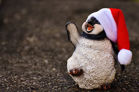 penguin, figure, christmas, santa hat, decoration, funny thumbnail